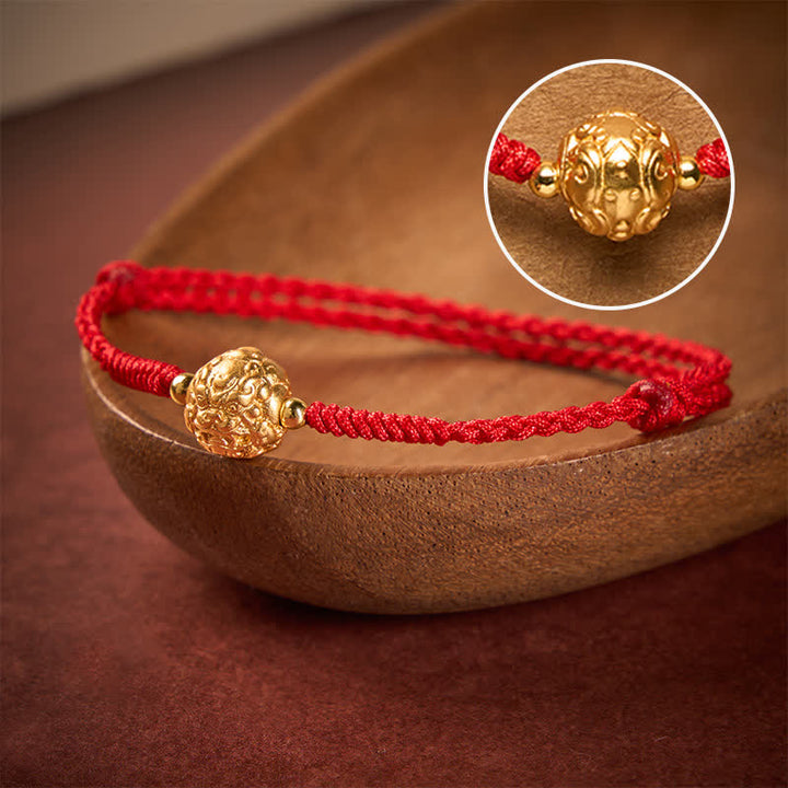 Buddha Stones Miedziana bransoletka Pi Xiu Luck z czerwonego sznurka - Miedziany Pi Xiu (obwód nadgarstka: 16–17 cm) - image 0