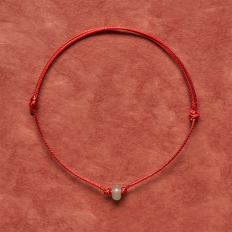 Buddha Stones Minimalistyczna, zielona, ​​pleciona bransoletka ochronna z czerwonego sznurka z awenturynu - image 1