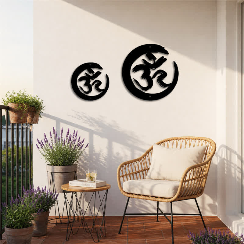 Buddha Stones Czarny krąg OM Mindfulness Żelazo Metalowe Symbole Znaczące Sztuka Ścienna - image 9