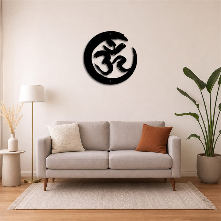 Buddha Stones Czarny krąg OM Mindfulness Żelazo Metalowe Symbole Znaczące Sztuka Ścienna - image 13