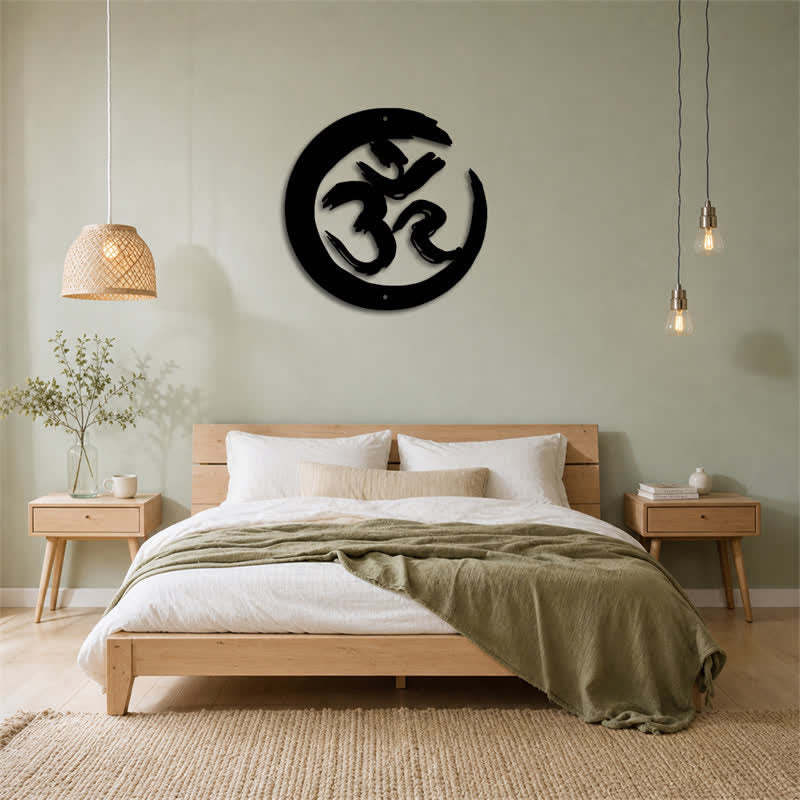 Buddha Stones Czarny krąg OM Mindfulness Żelazo Metalowe Symbole Znaczące Sztuka Ścienna - image 14