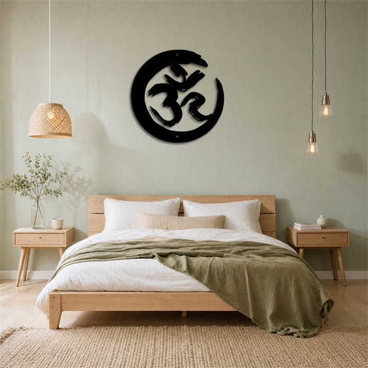 Buddha Stones Czarny krąg OM Mindfulness Żelazo Metalowe Symbole Znaczące Sztuka Ścienna - image 14