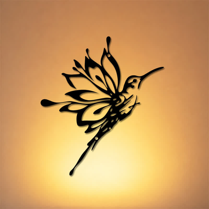 Buddha Stones Lotus Hummingbird Nowe Początki Matowa Czarna Sylwetka Żelaza Znaczące Symbole Ścienne Sztuka - image 0