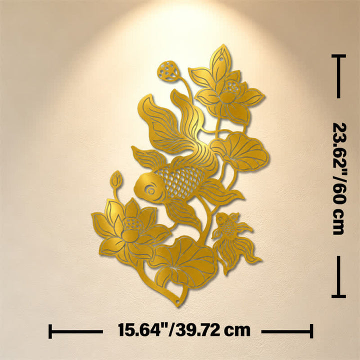 Buddha Stones Koi Fish i Lotus Success Iron – symbole o znaczeniu ściennym - Złoty - Ok. 39,72 cm x 60 cm x 0,12 cm / 15,64 cala x 23,62 cala x 0,05 cala - image 11