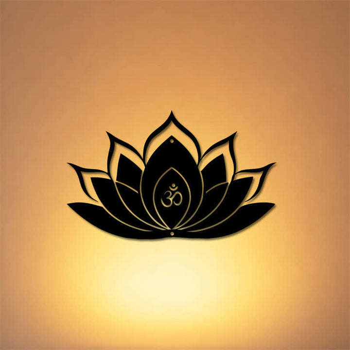Buddha Stones Lotus OM Mindfulness Zen Silhouette Żelazo Symbole Znaczące Ścienna Sztuka - image 0