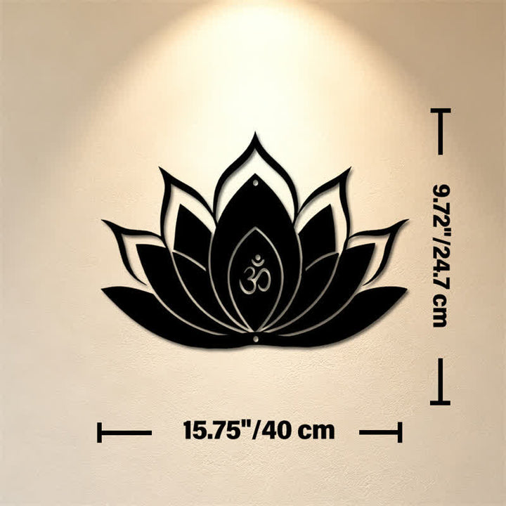Buddha Stones Lotus OM Mindfulness Zen Silhouette Żelazo Symbole Znaczące Ścienna Sztuka - Ok. 40 cm x 24,70 cm x 0,1 cm / 15,75 cala x 9,72 cala x 0,04 cala - image 7