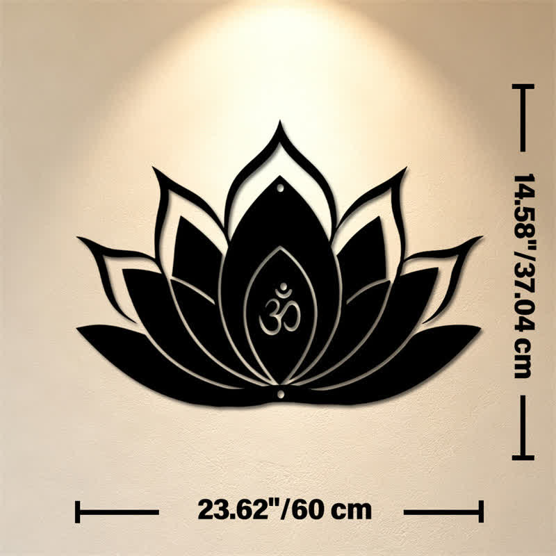 Buddha Stones Lotus OM Mindfulness Zen Silhouette Żelazo Symbole Znaczące Ścienna Sztuka - Ok. 60 cm x 37,04 cm x 0,12 cm / 23,62 cala x 14,58 cala x 0,05 cala - image 12