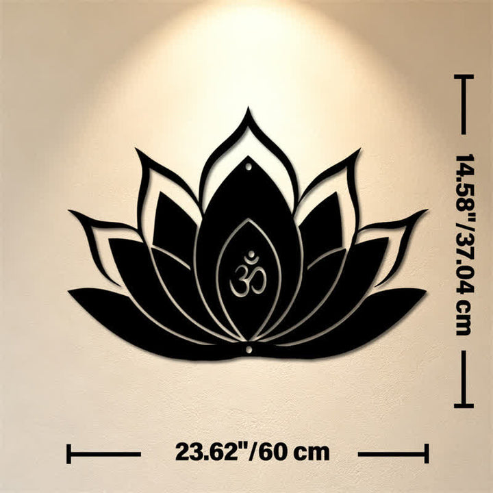 Buddha Stones Lotus OM Mindfulness Zen Silhouette Żelazo Symbole Znaczące Ścienna Sztuka - Ok. 60 cm x 37,04 cm x 0,12 cm / 23,62 cala x 14,58 cala x 0,05 cala - image 12