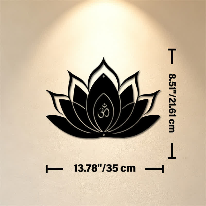 Buddha Stones Lotus OM Mindfulness Zen Silhouette Żelazo Symbole Znaczące Ścienna Sztuka - Ok. 35 cm x 21,61 cm x 0,1 cm / 13,78 cala x 8,51 cala x 0,04 cala - image 6