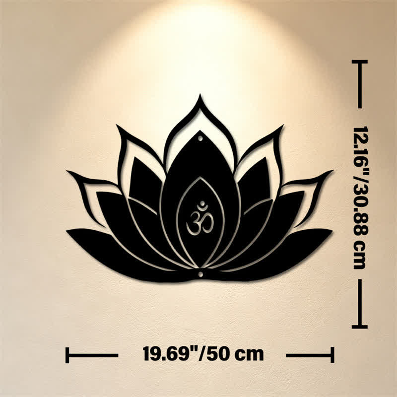 Buddha Stones Lotus OM Mindfulness Zen Silhouette Żelazo Symbole Znaczące Ścienna Sztuka - Ok. 50 cm x 30,88 cm x 0,12 cm / 19,69 cala x 12,16 cala x 0,05 cala - image 8