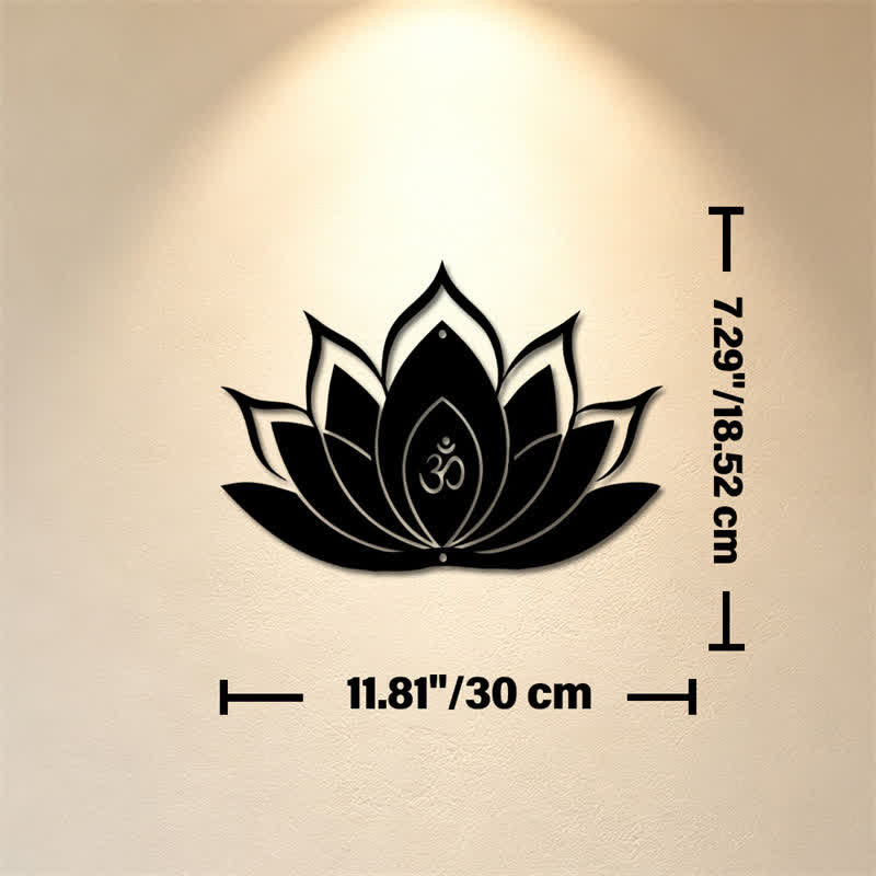 Buddha Stones Lotus OM Mindfulness Zen Silhouette Żelazo Symbole Znaczące Ścienna Sztuka - Ok. 30 cm x 18,52 cm x 0,1 cm / 11,81 cala x 7,29 cala x 0,04 cala - image 3