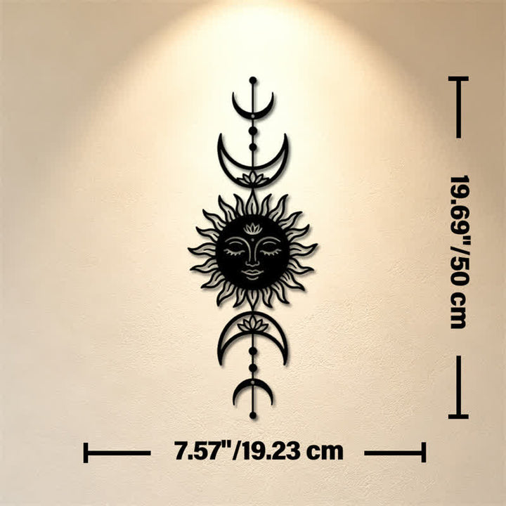 Buddha Stones Boho Słońce i Księżyc Lotos Intuicja Żelazo Znaczące Symbole Ścienne Sztuka - Czarny - Ok. 19,23 cm x 50 cm x 0,12 cm / 7,57 cala x 19,69 cala x 0,05 cala - image 8
