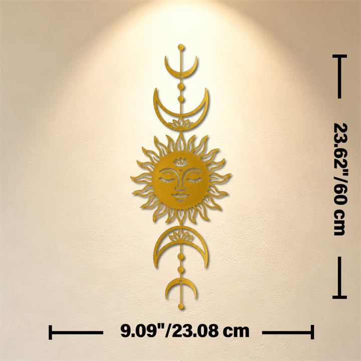 Buddha Stones Boho Słońce i Księżyc Lotos Intuicja Żelazo Znaczące Symbole Ścienne Sztuka - Złoty - Ok. 23,08 cm x 60 cm x 0,12 cm / 9,09 cala x 23,62 cala x 0,05 cala - image 22