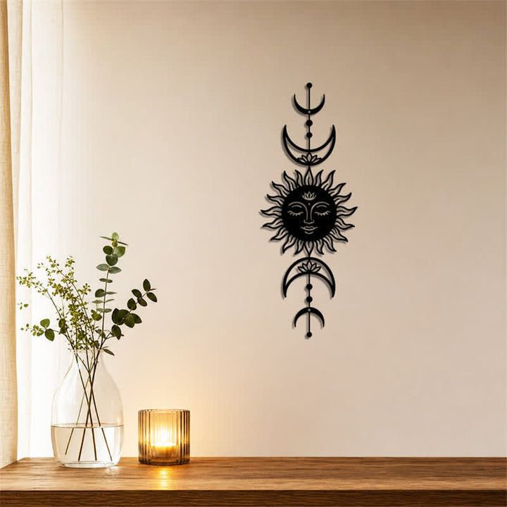 Buddha Stones Boho Słońce i Księżyc Lotos Intuicja Żelazo Znaczące Symbole Ścienne Sztuka - image 3