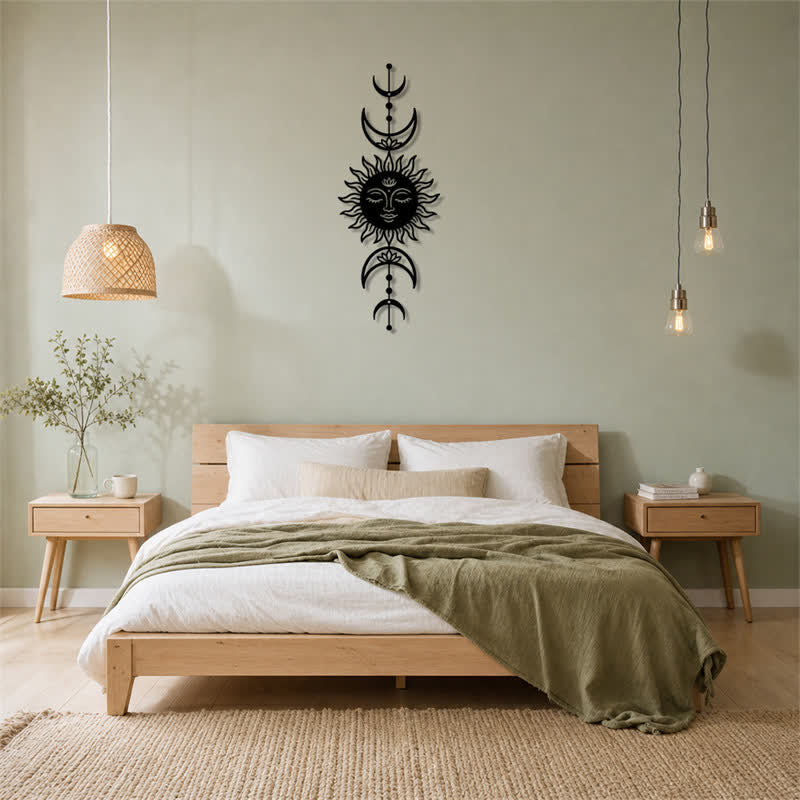 Buddha Stones Boho Słońce i Księżyc Lotos Intuicja Żelazo Znaczące Symbole Ścienne Sztuka - image 11