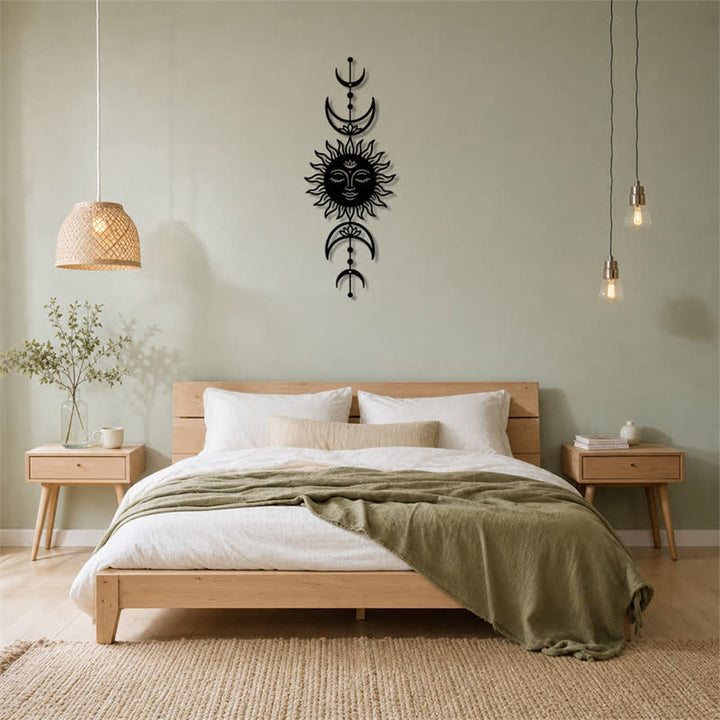 Buddha Stones Boho Słońce i Księżyc Lotos Intuicja Żelazo Znaczące Symbole Ścienne Sztuka - image 11