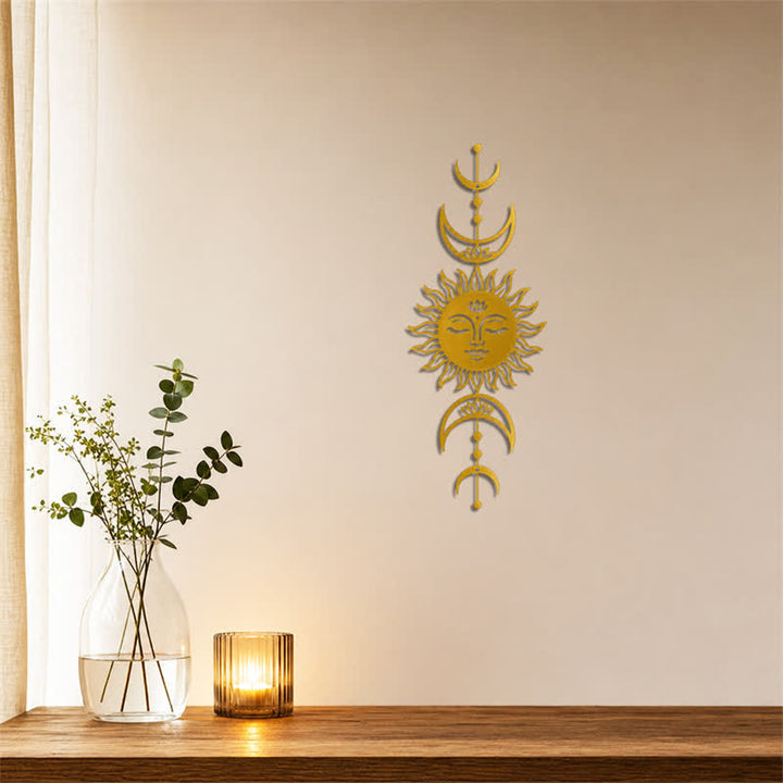 Buddha Stones Boho Słońce i Księżyc Lotos Intuicja Żelazo Znaczące Symbole Ścienne Sztuka - image 15