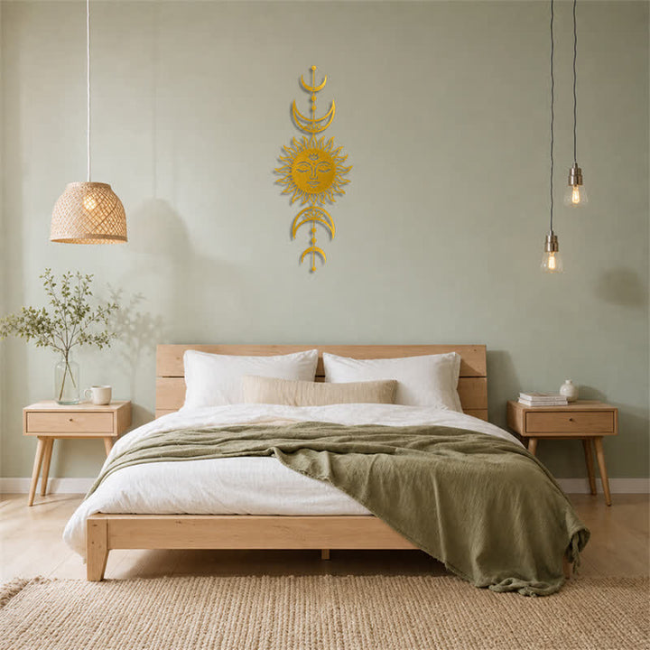 Buddha Stones Boho Słońce i Księżyc Lotos Intuicja Żelazo Znaczące Symbole Ścienne Sztuka - image 24