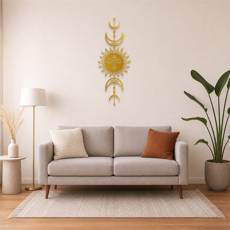 Buddha Stones Boho Słońce i Księżyc Lotos Intuicja Żelazo Znaczące Symbole Ścienne Sztuka - image 23