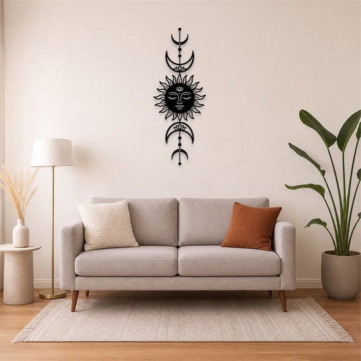 Buddha Stones Boho Słońce i Księżyc Lotos Intuicja Żelazo Znaczące Symbole Ścienne Sztuka - image 10