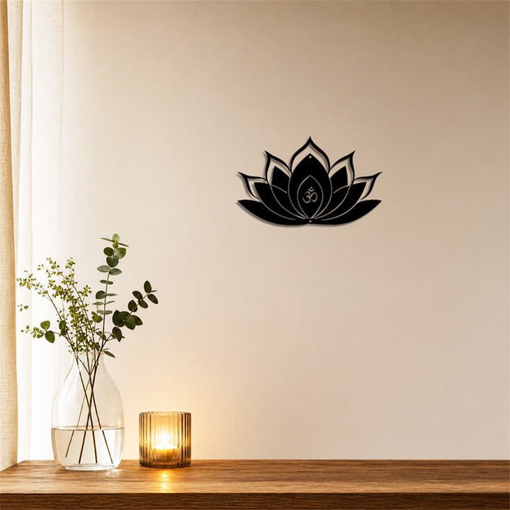 Buddha Stones Lotus OM Mindfulness Zen Silhouette Żelazo Symbole Znaczące Ścienna Sztuka - image 4