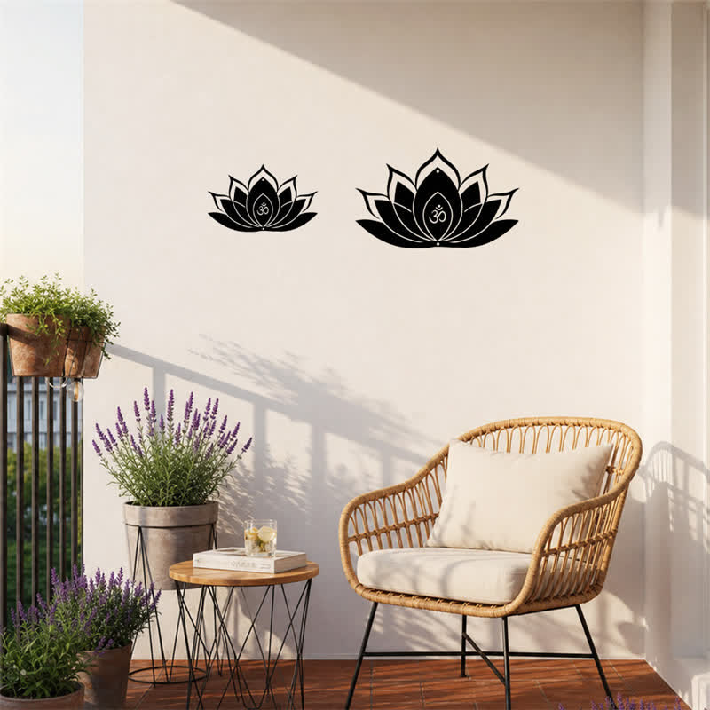 Buddha Stones Lotus OM Mindfulness Zen Silhouette Żelazo Symbole Znaczące Ścienna Sztuka - image 2