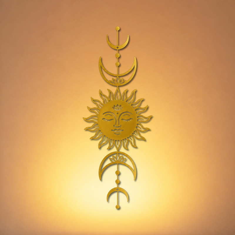 Buddha Stones Boho Słońce i Księżyc Lotos Intuicja Żelazo Znaczące Symbole Ścienne Sztuka - image 12