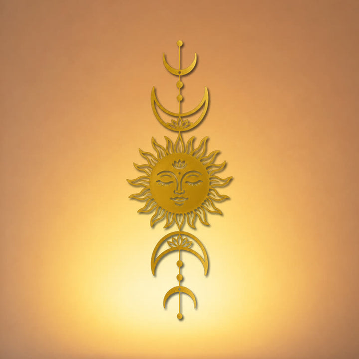 Buddha Stones Boho Słońce i Księżyc Lotos Intuicja Żelazo Znaczące Symbole Ścienne Sztuka - image 12