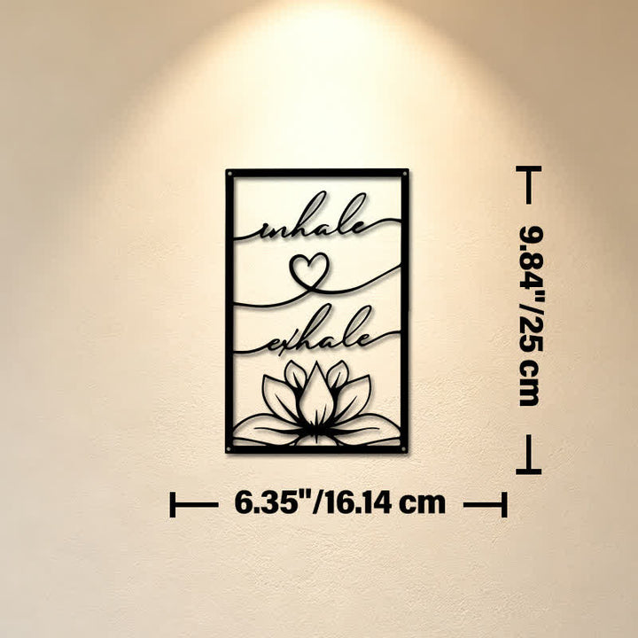 Buddha Stones Wdech Wydech Lotos Zen Żelazo Metal Znaczące Symbole Ścienne Sztuka - Ok. 16,14 cm x 25 cm x 0,1 cm / 6,35 cala x 9,84 cala x 0,04 cala - image 2