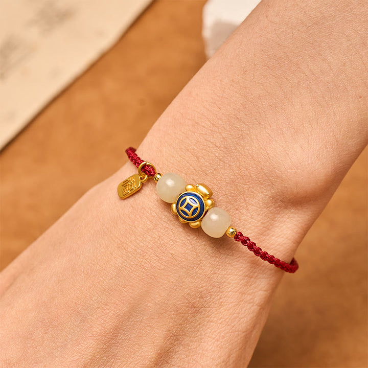 Buddha Stones Bransoletka wzmacniająca Turtle Red String, tkana ręcznie - image 21