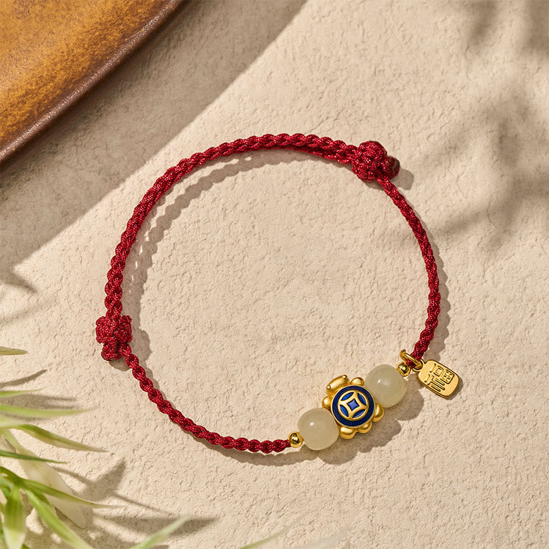 Buddha Stones Bransoletka wzmacniająca Turtle Red String, tkana ręcznie - image 18