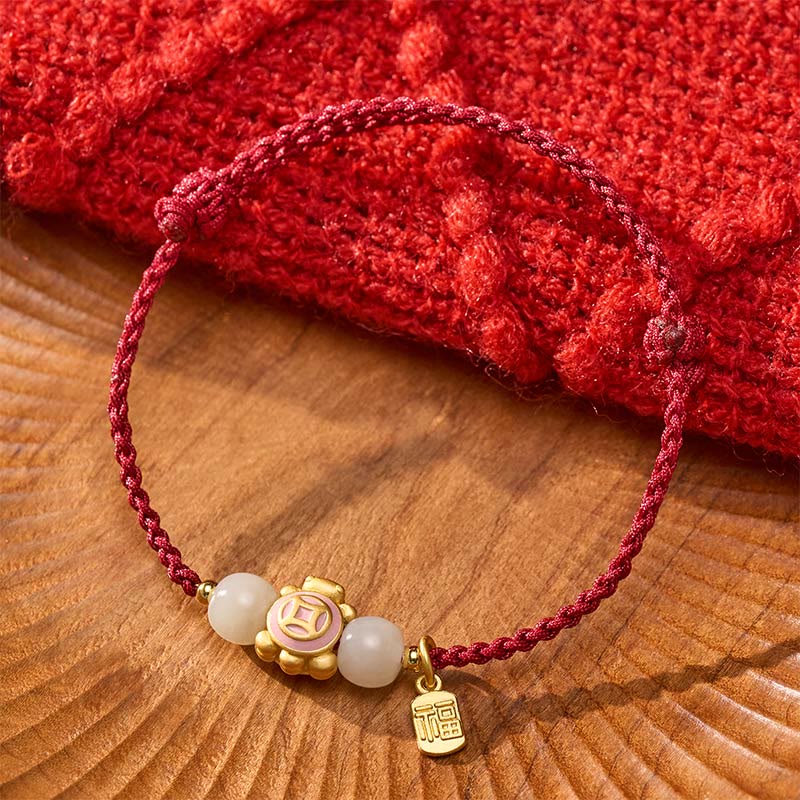 Buddha Stones Bransoletka wzmacniająca Turtle Red String, tkana ręcznie - image 14