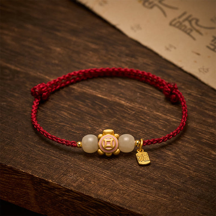 Buddha Stones Bransoletka wzmacniająca Turtle Red String, tkana ręcznie - image 13
