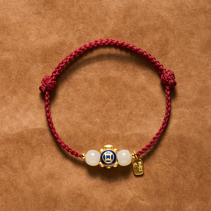 Buddha Stones Bransoletka wzmacniająca Turtle Red String, tkana ręcznie - Niebieski - image 16