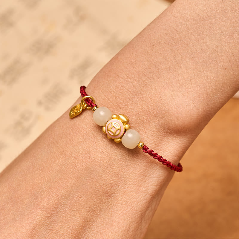Buddha Stones Bransoletka wzmacniająca Turtle Red String, tkana ręcznie - image 15