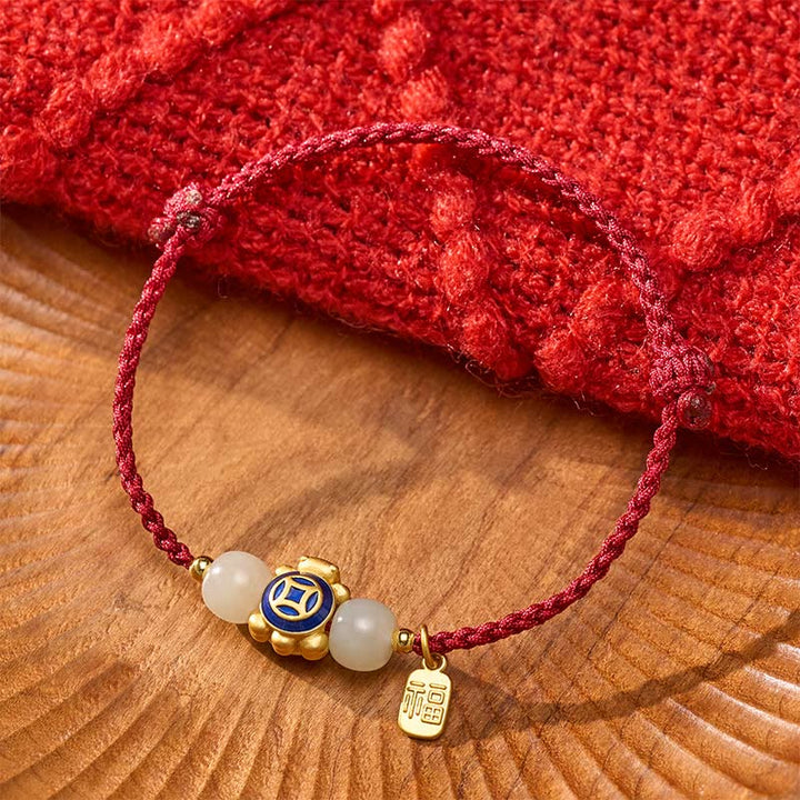Buddha Stones Bransoletka wzmacniająca Turtle Red String, tkana ręcznie - image 20