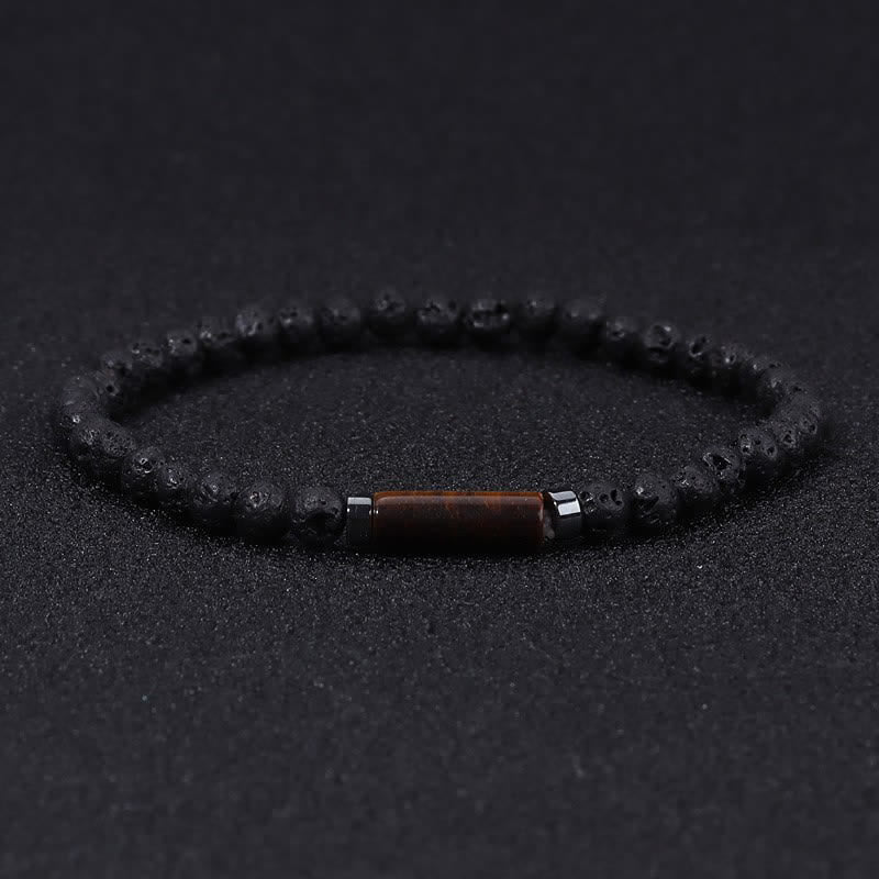 Buddha Stones Bransoletka uziemiająca z jaspisu dalmatyńskiego o grubości 4 mm w stylu vintage - Skała lawowa (uziemienie ♥ ochrona) - image 0