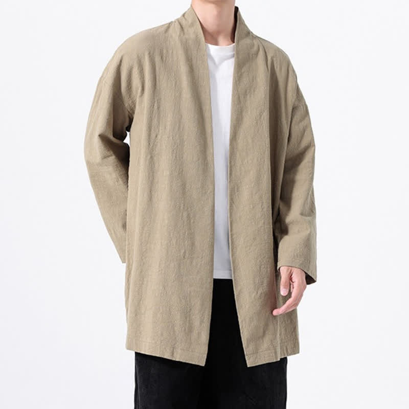Buddha Stones Wiosenny, swobodny, minimalistyczny, męski kimono z solidnej bawełny - image 1