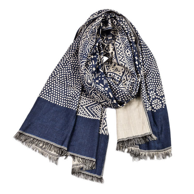 Buddha Stones Jesień Zima Geometryczny Paisley Tassel Reversible Przytulny Męski Szalik - image 1