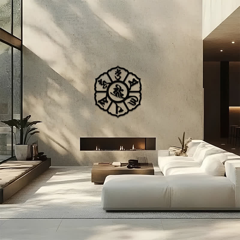 Buddha Stones Om Mani Padme Hum Mądrość Żelazo Metal Znaczące Symbole Ścienne Sztuka - image 13