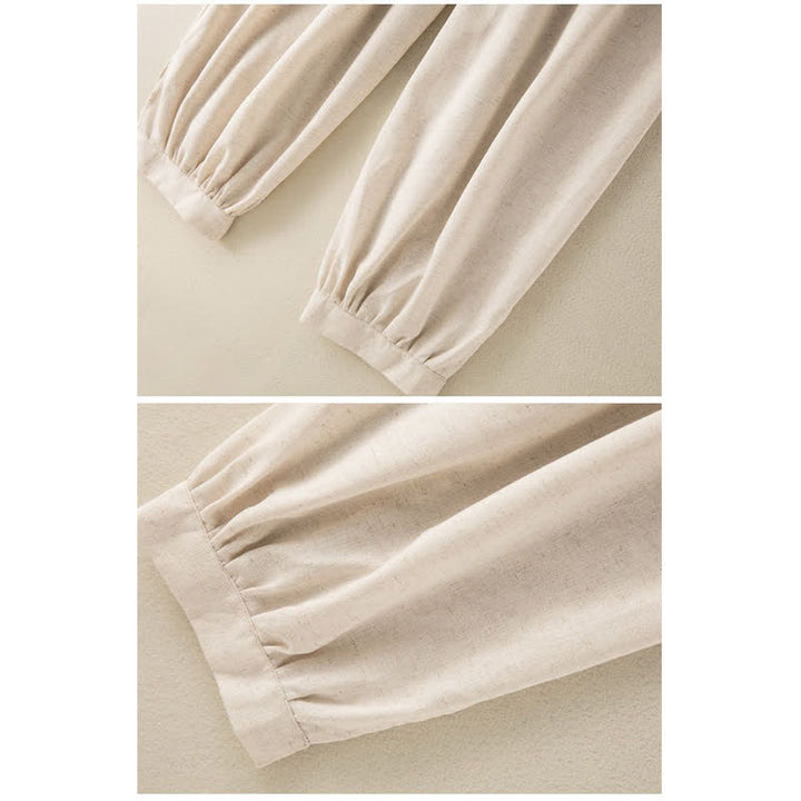 Spodnie haremowe damskie Buddha Stones Plain Cotton Drawstring z kieszeniami - image 4