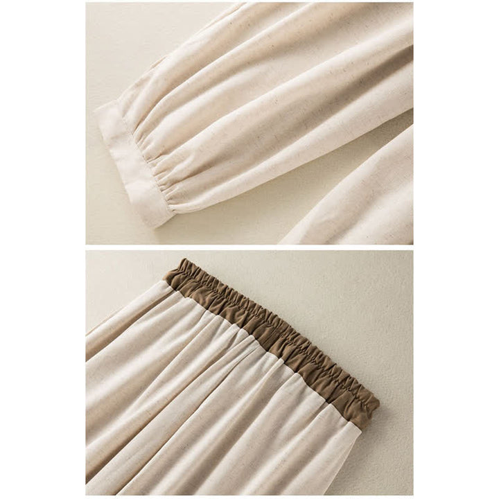 Spodnie haremowe damskie Buddha Stones Plain Cotton Drawstring z kieszeniami - image 2
