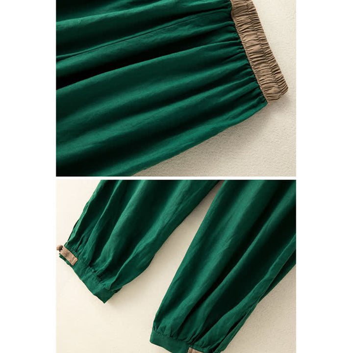 Spodnie haremowe damskie Buddha Stones Plain Cotton Drawstring z kieszeniami - image 14