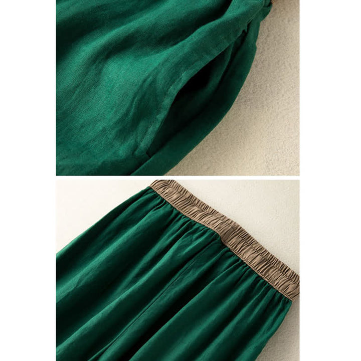 Spodnie haremowe damskie Buddha Stones Plain Cotton Drawstring z kieszeniami - image 15