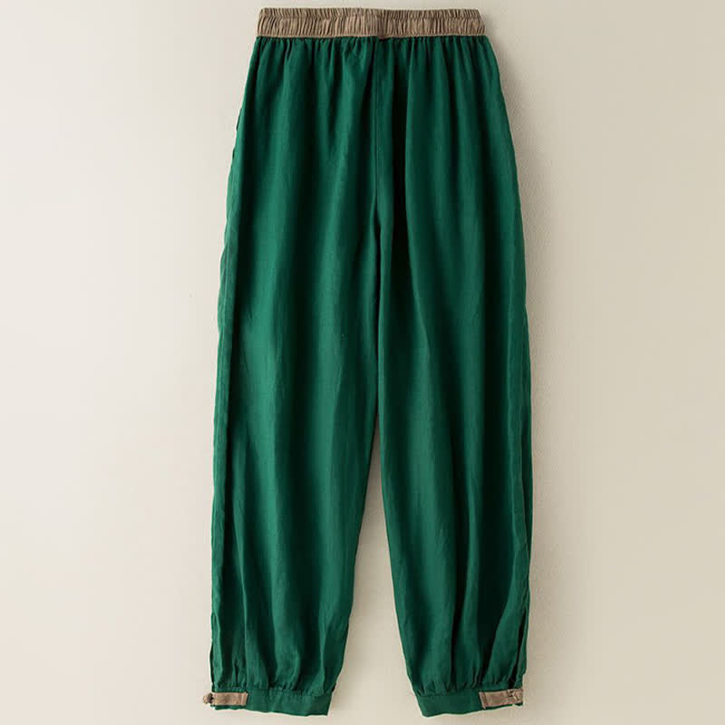 Spodnie haremowe damskie Buddha Stones Plain Cotton Drawstring z kieszeniami - image 11