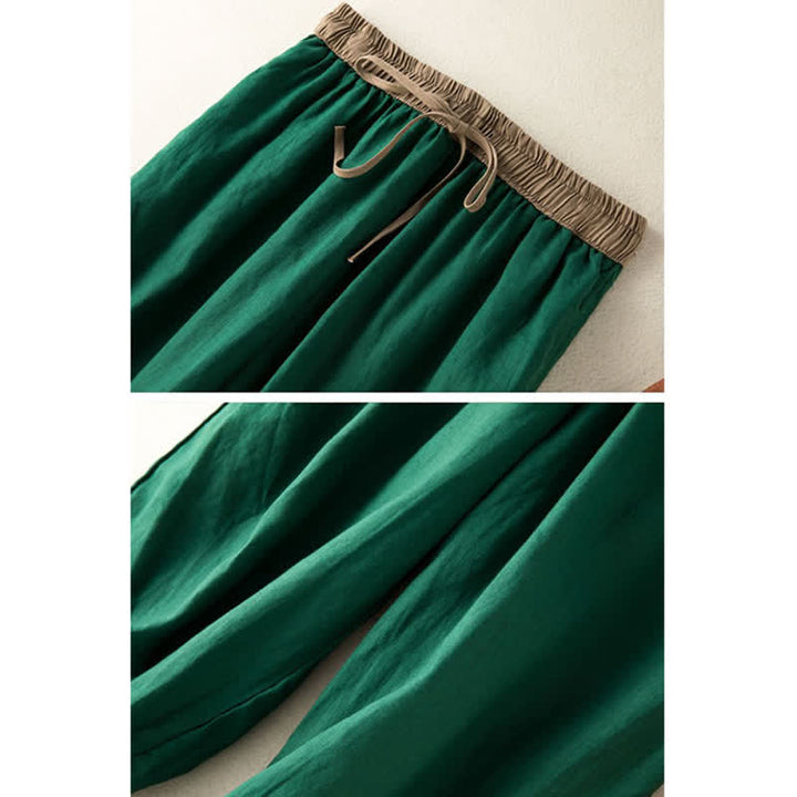 Spodnie haremowe damskie Buddha Stones Plain Cotton Drawstring z kieszeniami - image 12