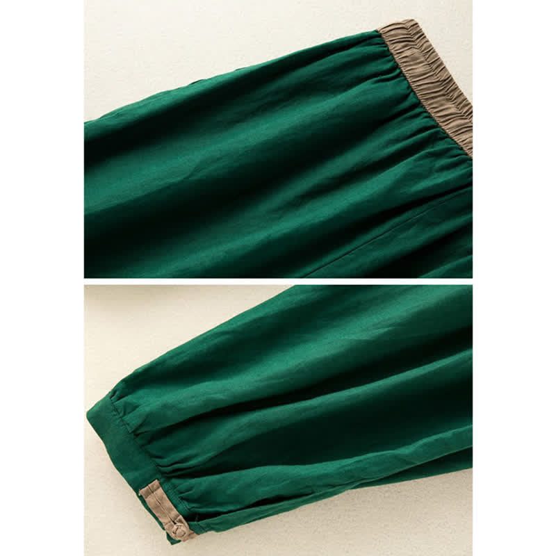 Spodnie haremowe damskie Buddha Stones Plain Cotton Drawstring z kieszeniami - image 16