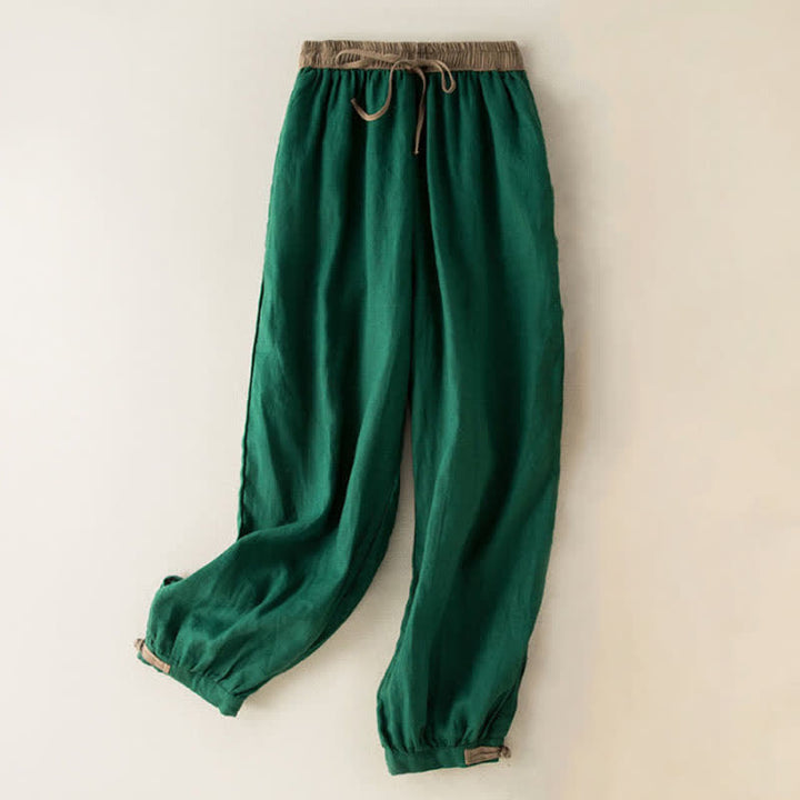 Spodnie haremowe damskie Buddha Stones Plain Cotton Drawstring z kieszeniami - SeaGreen - US16, UK/AU20, EU48 (3XL) - image 10