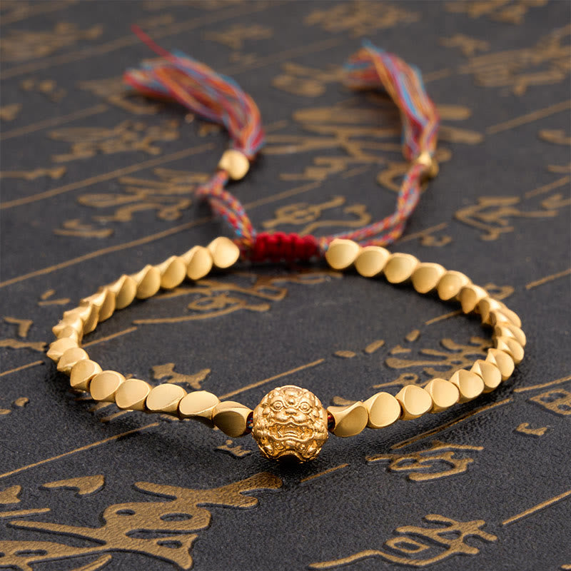Buddha Stones Bransoletka z kolorowych sznurków z tybetańskich koralików miedzianych Pi Xiu Wealth - 7,9 cala (20 cm) - image 0
