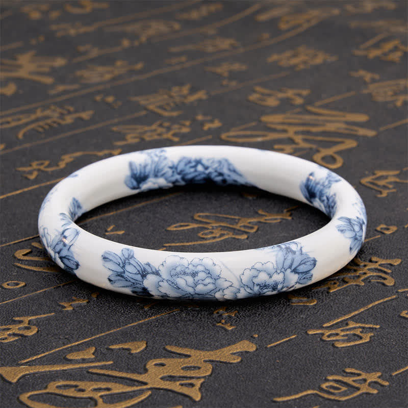 Buddha Stones Bransoletka ceramiczna Purity Blue Peony Floral - image 3